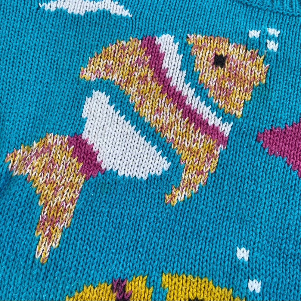Vintage Fish Sweater Hong Kong Ramie Cotton Coastal Aquarium Knit Womens M 80s - Picture 11 of 14